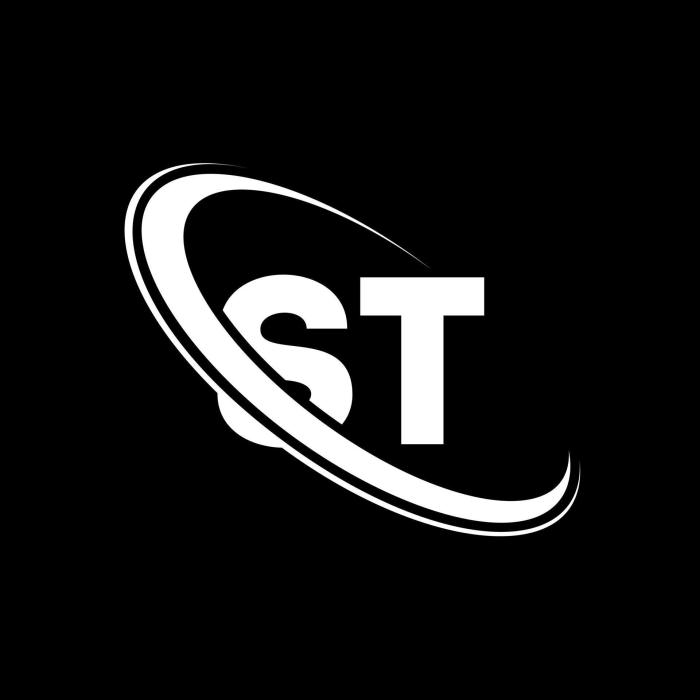 ST logo. S T design. White ST letter. ST letter logo design. Initial letter ST linked circle ...